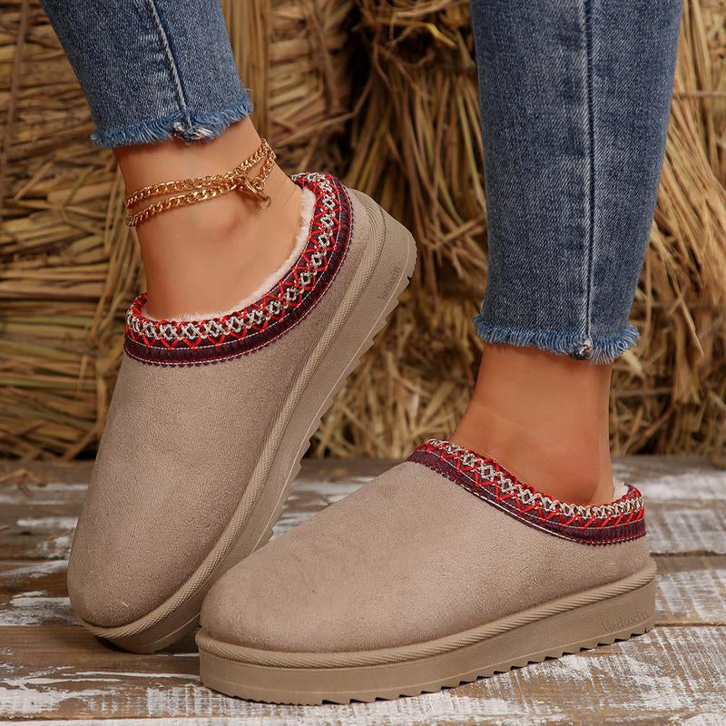 Botines cortos de plataforma para mujer, cálidos y fáciles de poner, ideales para la nieve, tanto para interiores como para exteriores.