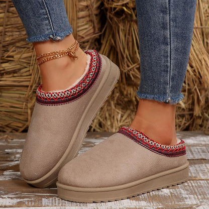 Botines cortos de plataforma para mujer, cálidos y fáciles de poner, ideales para la nieve, tanto para interiores como para exteriores.