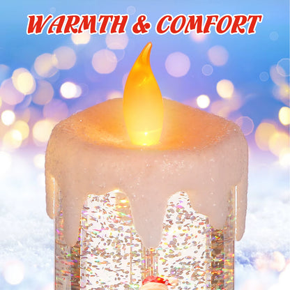 Lámpara de mesa navideña LED tipo vela con carga USB, luz nocturna LED, efecto visual de agua, caja de música, decoración de escritorio.
